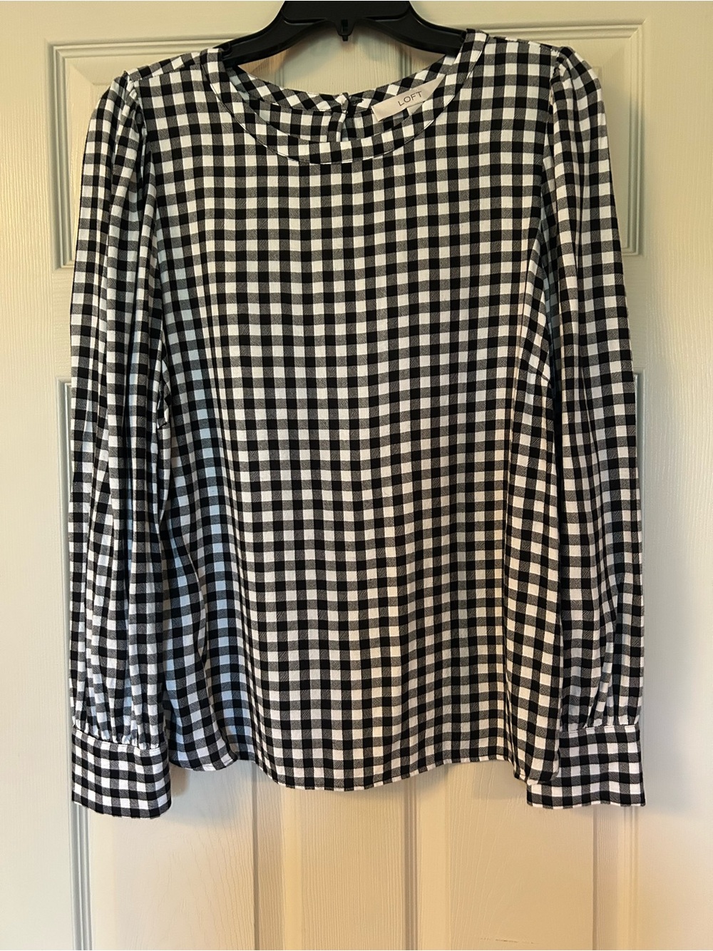 LOFT Black & White Gingham Style Blouse
